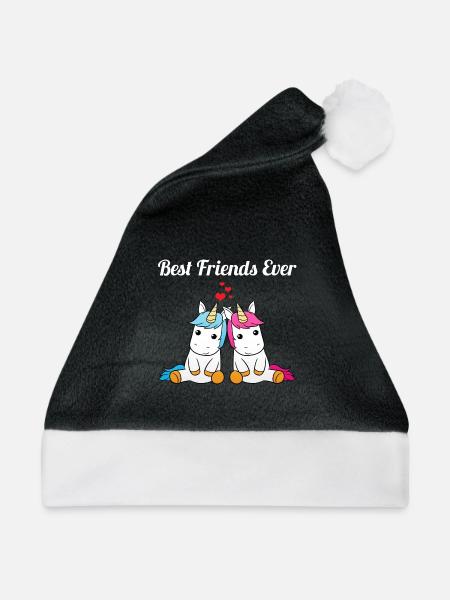 Best Friends Ever Bff Beste Freunde Einhörner - Weihnachtsmütze - Schwarz/Weiß - Vorne