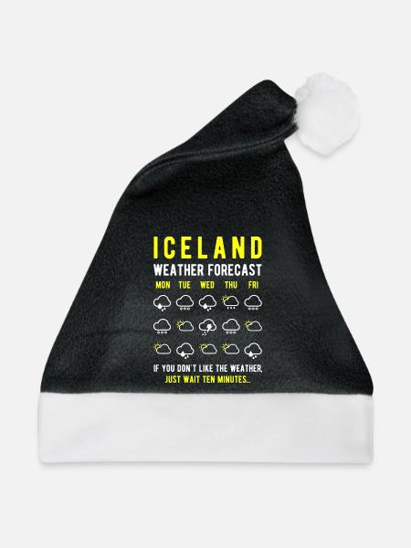 Island Wettervorhersage Iceland Wetter - Weihnachtsmütze - Schwarz/Weiß - Vorne