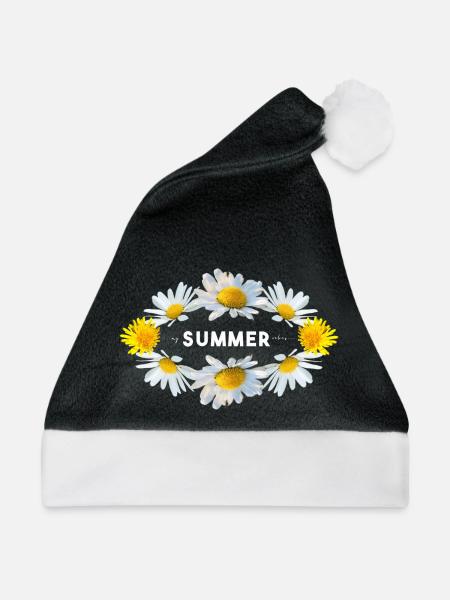 Sommer Blumen endlich Sommer - Weihnachtsmütze - Schwarz/Weiß
