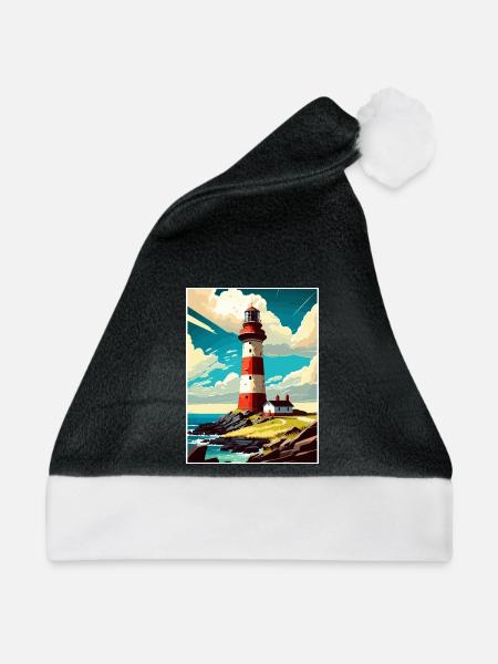 Plymouth England Vintage Reiseposter Souvenir - Weihnachtsmütze - Schwarz/Weiß - Vorne