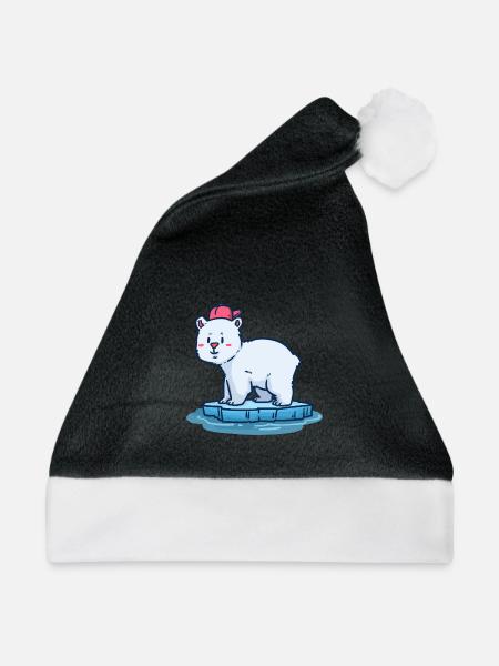 Knuddeliger Eisbär Arktisbewohner - Weihnachtsmütze - Schwarz/Weiß