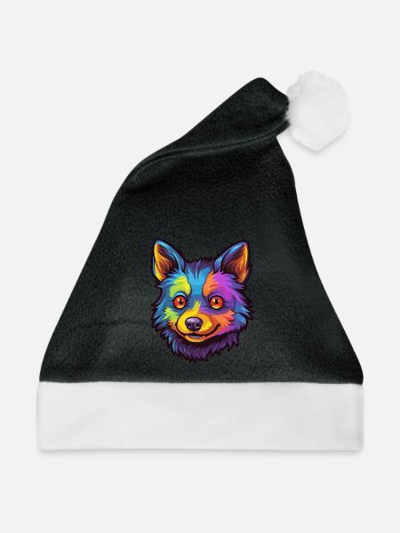 Schipperke Hunderasse Cartoon Kawaii Illustration - Weihnachtsmütze -