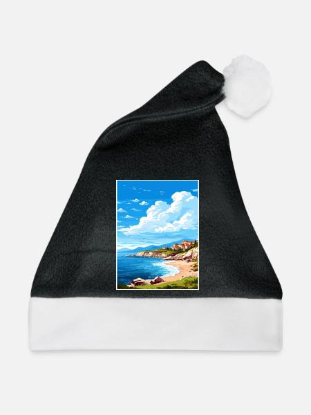 Zakynthos Griechenland Dekoration Griechisches Reiseposter - Weihnachtsmütze - Schwarz/Weiß - Vorne