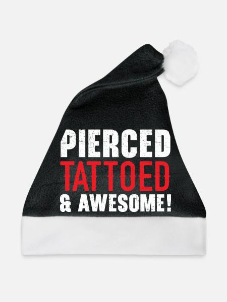 Gepierct Tätowiert Und Geil Tattooing Tattoo - Weihnachtsmütze - Schwarz/Weiß - Vorne