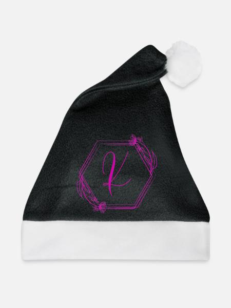 K Monogramm Florale Geometrie - Weihnachtsmütze - Schwarz/Weiß