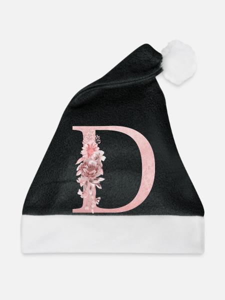 D Monogramm Rosen Glitzer - Weihnachtsmütze - Schwarz/Weiß