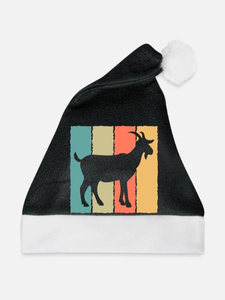 Ziegen-Silhouette auf Pastellstreifen - Weihnachtsmütze - Schwarz/Weiß
