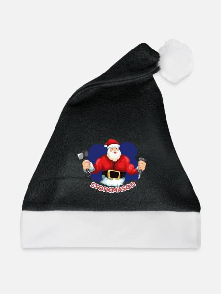 Kräftiger Steinmetz Weihnachtsbaustelle - Weihnachtsmütze - Schwarz/Weiß