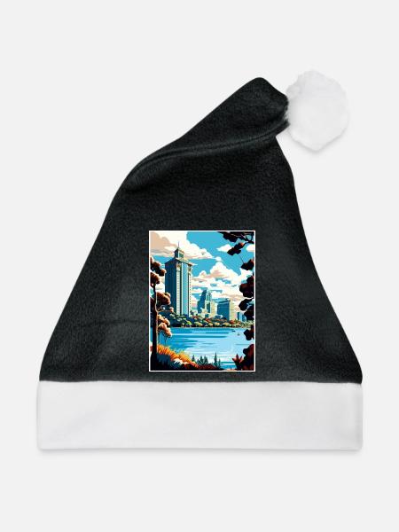 Oakland Kalifornien Vintage Reiseposter Souvenir - Weihnachtsmütze - Schwarz/Weiß - Vorne