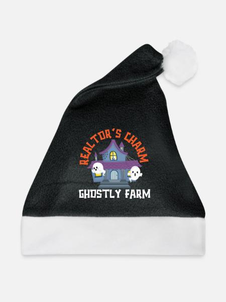 Makler Charme Geisterfarm Makler Halloween - Weihnachtsmütze - Schwarz/Weiß - Vorne