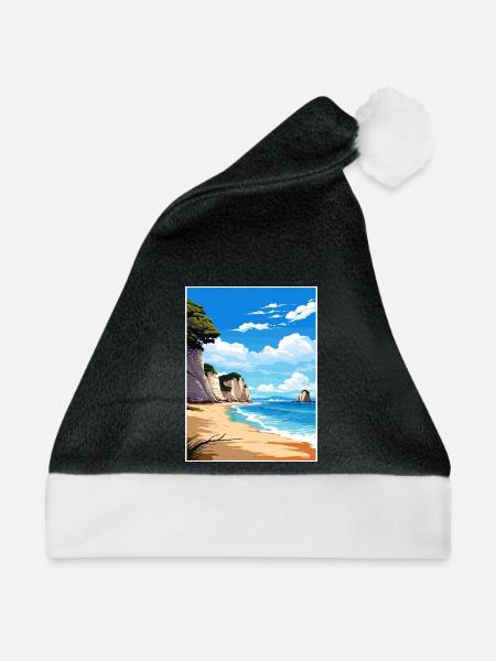 Cathedral Cove Marine Reserve Neuseeland Souvenir - Weihnachtsmütze - Schwarz/Weiß - Vorne