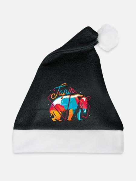 Farbenfroher Tapir Waldbewohner - Weihnachtsmütze - Schwarz/Weiß
