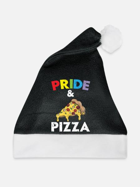 Stolz und Pizza Italienisches Essen Pizza Eater LG - Weihnachtsmütze - Schwarz/Weiß - Vorne