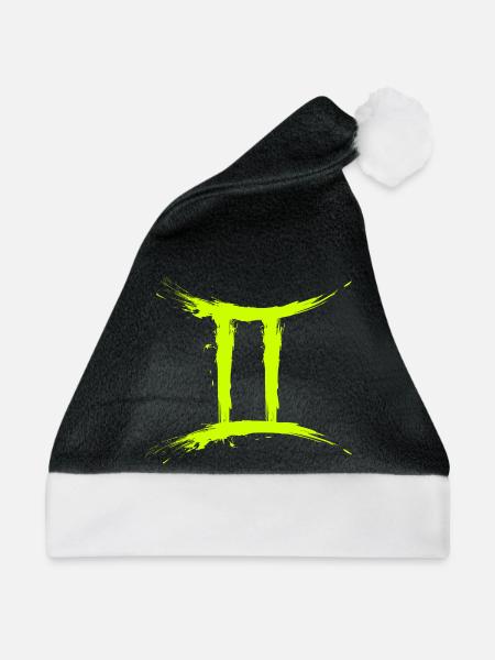 Sternzeichen Zwillinge Gelb Gemini Symbol - Weihnachtsmütze - Schwarz/Weiß