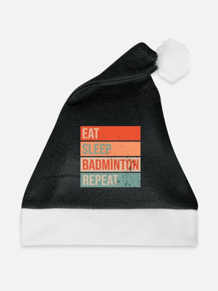 Eat Sleep Badminton Repeat - Weihnachtsmütze - Schwarz/Weiß