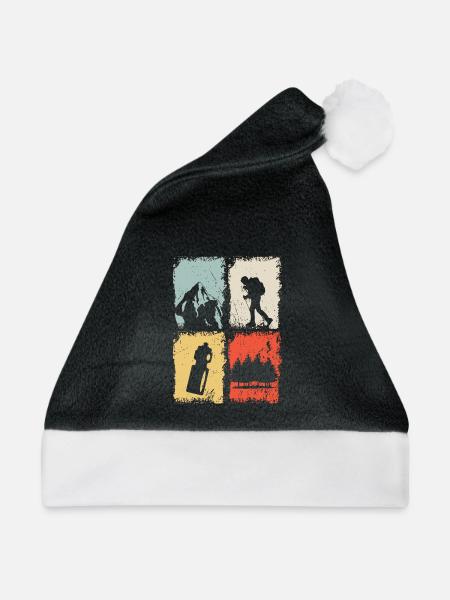 Hiking Wandern Retro - Weihnachtsmütze - Schwarz/Weiß