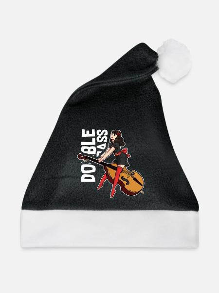 Beschwingte Kontrabassistin Jazzband - Weihnachtsmütze - Schwarz/Weiß - Vorne