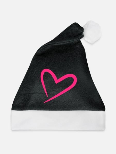 Herz in Rosa - Weihnachtsmütze - Schwarz/Weiß