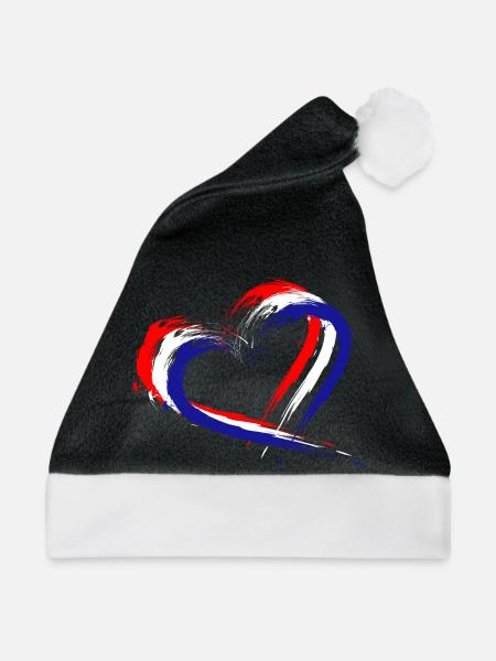Herz Bürste Flagge Kroatiens Urlaub Kroatien - Weihnachtsmütze - Schwarz/Weiß - Vorne