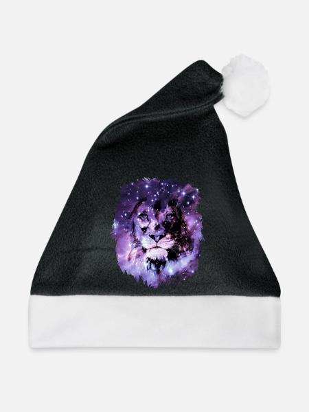 Löwe Weltall Sterne - Weihnachtsmütze - Schwarz/Weiß