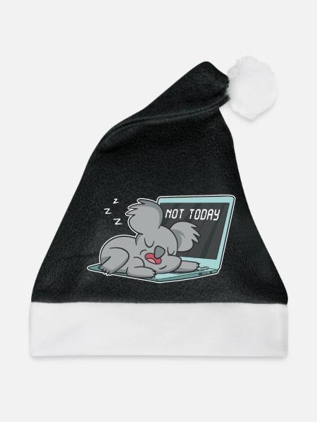 Koala Langschläfer Faulpelz Morgenmuffel Koalabär - Weihnachtsmütze - Schwarz/Weiß - Vorne