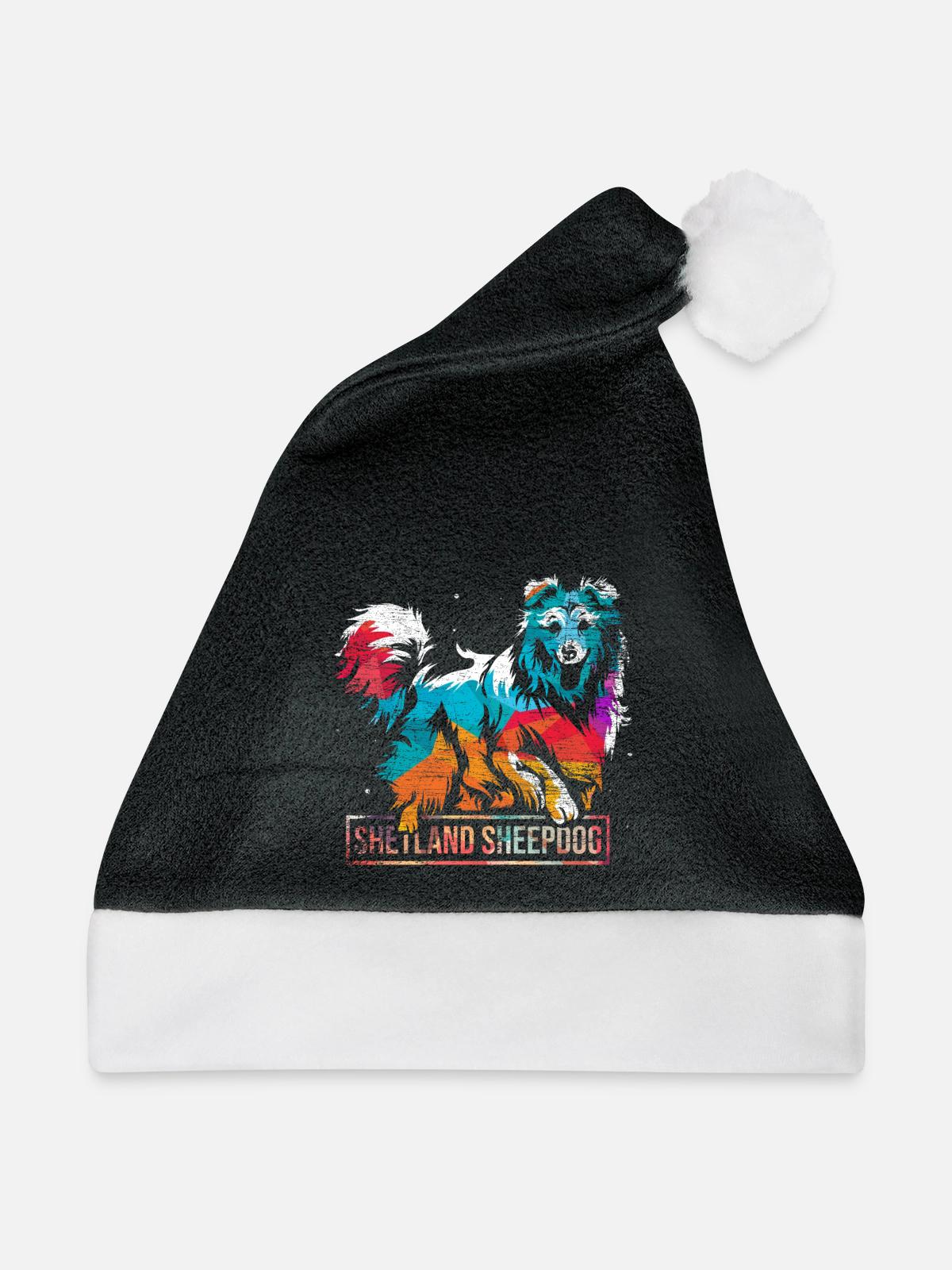 Pfiffiger Sheltie Colliezüchter - Weihnachtsmütze - Schwarz/Weiß - Vorne