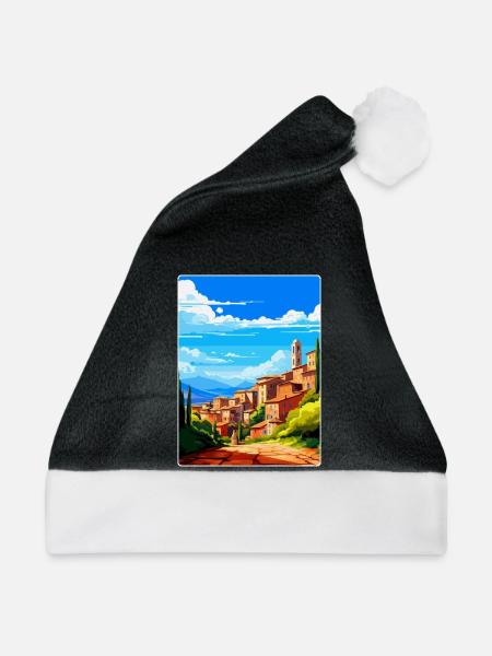 Perugia Italien Vintage Reiseplakat WPA Souvenir - Weihnachtsmütze - Schwarz/Weiß - Vorne