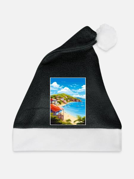 Antigua und Barbuda Karibik Reiseplakat - Weihnachtsmütze - Schwarz/Weiß
