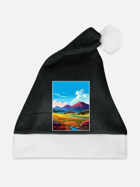 Mauna Kea Hawaii Vintage Reiseposter Souvenir - Weihnachtsmütze - Schwarz/Weiß - Vorne