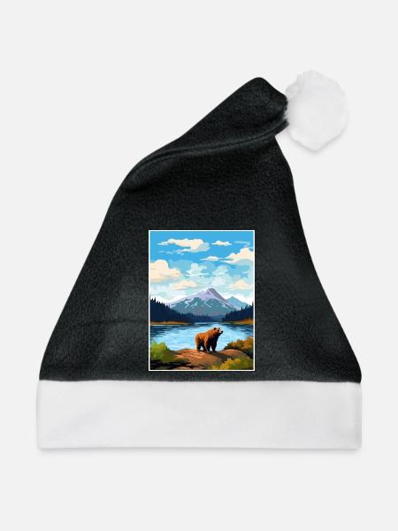 Kodiak Island Alaska Vintage Reiseposter WPA Kunst - Weihnachtsmütze - Schwarz/Weiß - Vorne