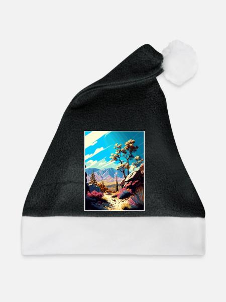 Los Padres National Forest Vintage Reiseposter - Weihnachtsmütze - Schwarz/Weiß - Vorne