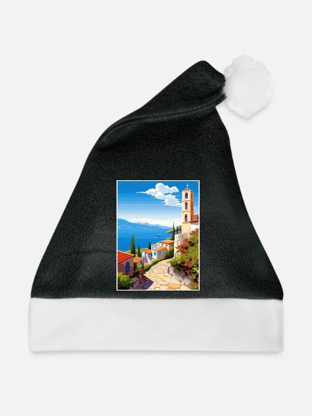 Volos Griechenland Dekoration Vintage Reiseposter WPA - Weihnachtsmütze - Schwarz/Weiß - Vorne