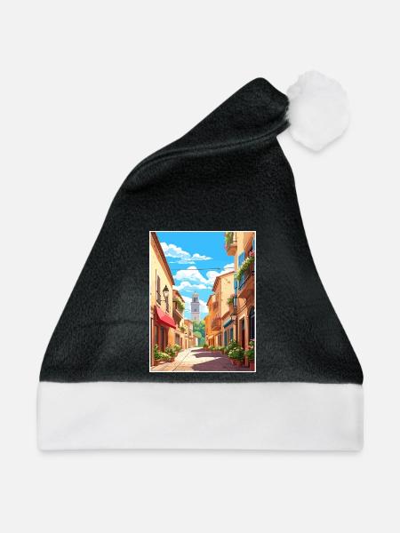 Perpignan Frankreich Vintage Reiseplakat Souvenir - Weihnachtsmütze - Schwarz/Weiß - Vorne