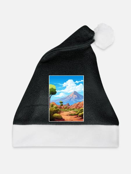 Teide Nationalpark Spanien Vintages Reiseplakat - Weihnachtsmütze - Schwarz/Weiß - Vorne