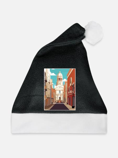 Cádiz Spanien Vintage Reiseposter WPA Souvenir - Weihnachtsmütze - Schwarz/Weiß - Vorne