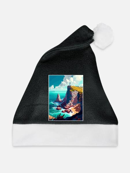 Cabo Da Roca Portugal Vintage Reiseposter WPA - Weihnachtsmütze - Schwarz/Weiß
