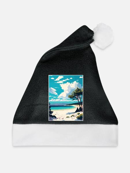 Zlatni Rat Strand Kroatien Vintage Reiseposter WPA - Weihnachtsmütze - Schwarz/Weiß - Vorne
