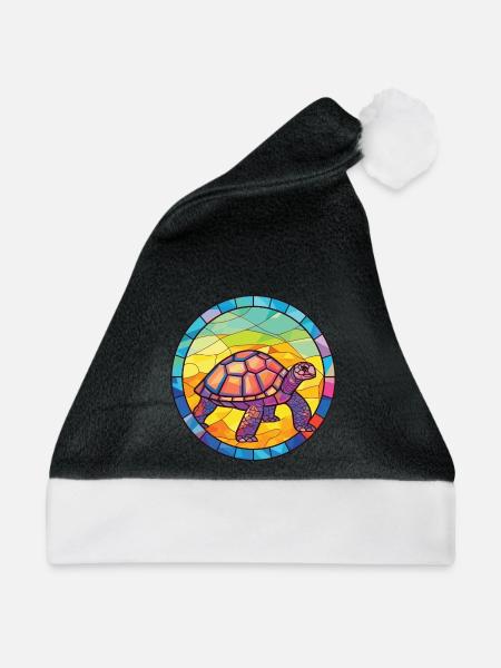 Bunte Aquarell-Tierillustration der Schildkröte - Weihnachtsmütze - 
