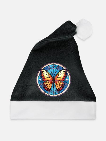 Schmetterling Bunte Aquarell-Tierillustration - Weihnachtsmütze -