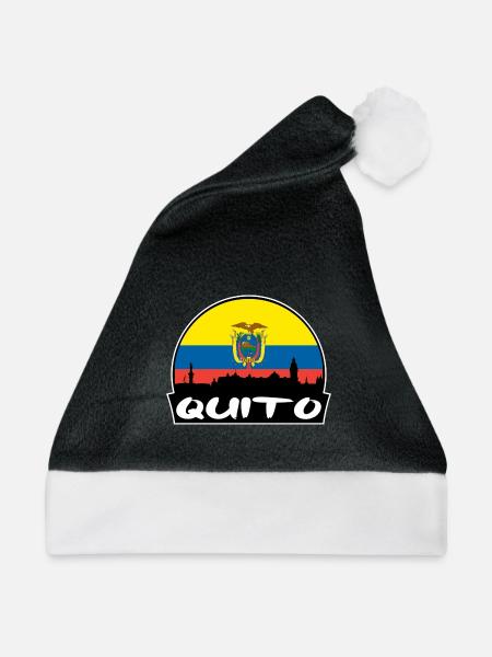 Quito Equador Flagge Skyline Silhouette Travel - Weihnachtsmütze - Schwarz/Weiß - Vorne