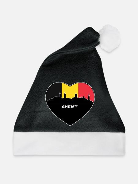 Flaggen-Skyline-Reise-Andenken Gents Belgien - Weihnachtsmütze - Schwarz/Weiß - Vorne