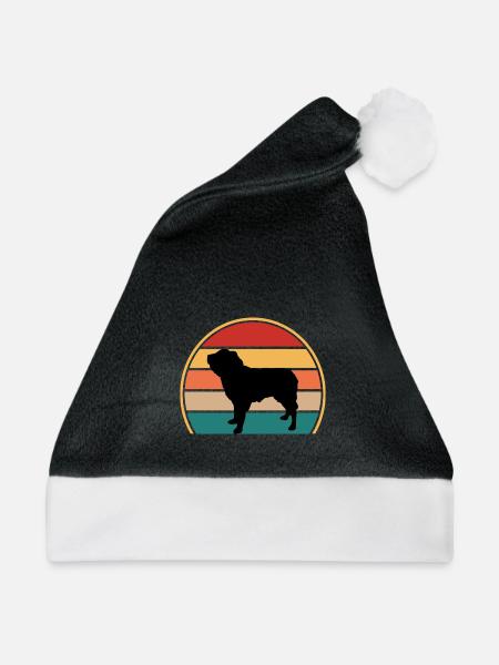 Niederländisch Smoushond Hund Liebe Silhouette Vintage Sonnenuntergang - Weihnachtsmütze - Schwarz/Weiß