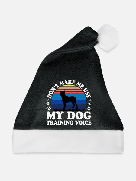 Cao Fila De Seo Miguel Hund Silhouette Retro Sonnenuntergang - Weihnachtsmütze - Schwarz/Weiß - Vorne