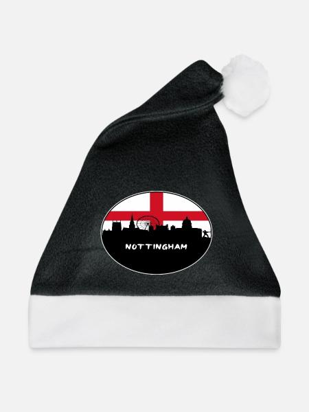 Nottingham England Flagge Skyline Reise Souvenir - Weihnachtsmütze - Schwarz/Weiß - Vorne
