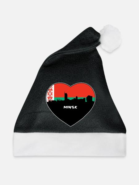 Minsk Weißrussland Flagge Skyline Reise Souvenir - Weihnachtsmütze - Schwarz/Weiß - Vorne