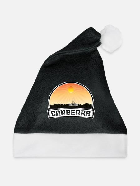 Canberra Australien Skyline Vintage Sunset Travel S - Weihnachtsmütze - Schwarz/Weiß - Vorne