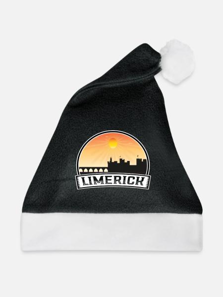 Limerick Irland Skyline Vintage Sonnenuntergang Reise Sou - Weihnachtsmütze - Schwarz/Weiß - Vorne