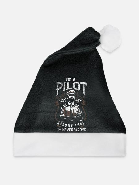 Wagemutiger Flugzeugpilot Cockpit - Weihnachtsmütze - Schwarz/Weiß - Vorne