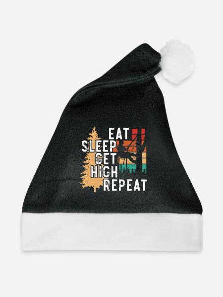 Eat Sleep Get High Wiederholen Sie Arboriculture A - Weihnachtsmütze - Schwarz/Weiß - Vorne