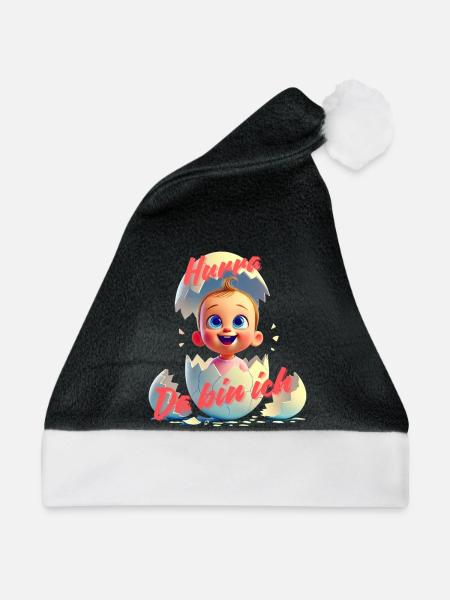 Hurra - Da bin da / Mädchen - Weihnachtsmütze - Schwarz/Weiß